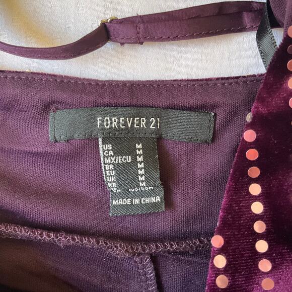 FOREVER 21 Women Party Dress size M Deep Cut Sleeveless Above Knee Sequin Purple - Picture 4 of 7